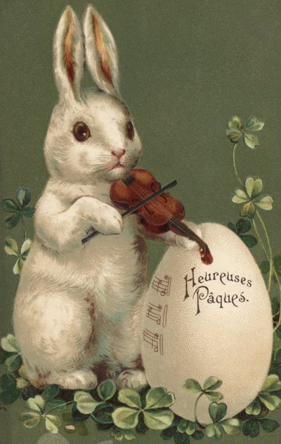 Easter Card with Bunny by French School